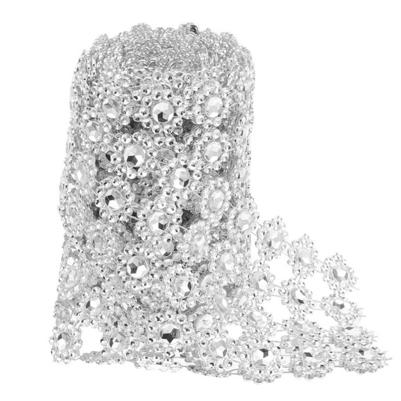 HAMPPLIES Faux Crystal Rhinestone Mesh Ribbon 1 Roll Crafted Clothes Trim for Women Girls Diy Costume Decoration