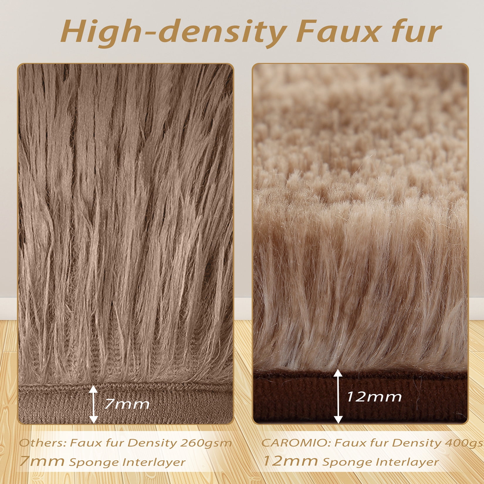 ZACOO 10' x 13' Large Area Rug High-Pile Plush Shag Rug Perfect for Living Rooms, Bedrooms, Dining Rooms, Brown