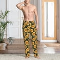 thumbnail image 5 of Uemuo Vintage Black Plaid Sunflower Pattern Men's Wide Leg Palazzo Lounge Pants with Pockets Light Weight Loose Comfy Casual Pajama Pants-XX-Large, 5 of 9