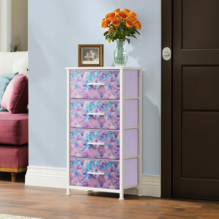 YITAHOME 4-Drawer Dresser - Tie-dye Purple, Steel Frame YITAHOME 4-Drawer Dresser - Tie-dye Purple, Steel Frame