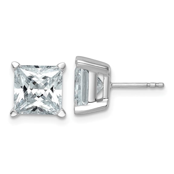 Diamond2Deal 14k White Gold 6 carat Lab Grown Diamond VS  F  Princess Complete Four Prong Stud Earrings