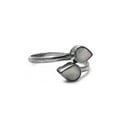 thumbnail image 2 of Mini Teardrop Double Leaf Healing Gemstone Crystal Cabochon Silver Metal Adjustable Ring - Womens Natural Fashion Handmade Jewelry Boho Accessories, 2 of 3