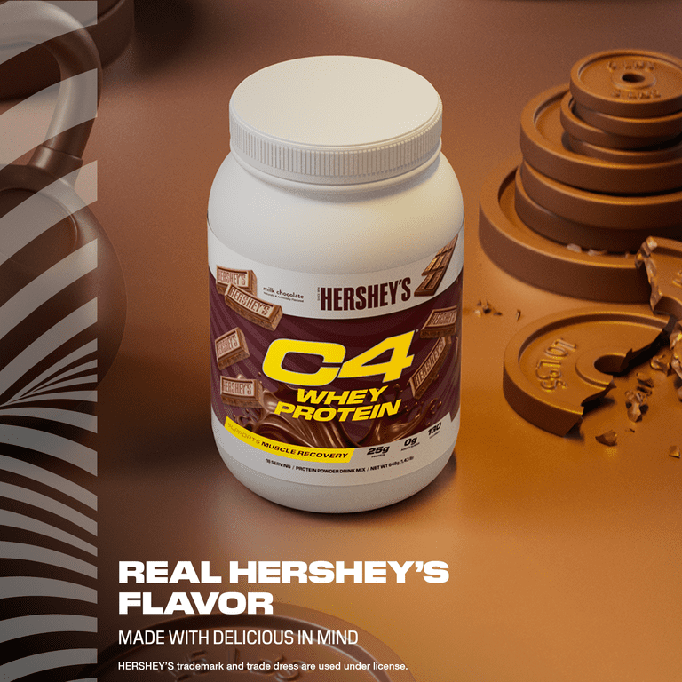 C4 Pro Whey Protein Powder, Hershey's Milk Chocolate Flavor, 25g of Protein, 18 Servings