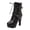 Black, variant on Women's Lace up Combat Ankle Boots Belt Buckle High Chunky Heel Fashion Heeled Booties Shoes Black 7.5(40)