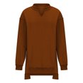 thumbnail image 4 of Besolor Women's Fall Spring Oversized Sweatshirt V Neck Long Sleeve Tops Casual Loose Solid Color Pullover Blouse, 4 of 7