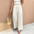 thumbnail image 2 of PBFRDSJ Flowy Pants for Women High Waist Drawstring Wide Leg Pants Lightweight Breathable Boho Office Casual Pants Sizes S-XL, 2 of 8
