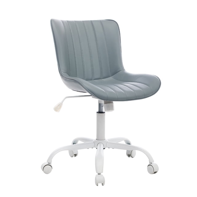 Fauteuil d'Appoint Pivotant Moderne Gris – Fauteuil Coquille Rembourré avec Rotation à 360° – Chaise Confortable pour Coiffeuse, Réception et Entrée pour Chambre, Salon, Bureau, Bureau à Domicile – Pieds Tube Blancs