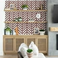 thumbnail image 4 of S4Sassy Peel and Stick Wall Covering, Geometric Stitch Print Removable Textured Vinyl Wall Wrap- Modern Mural, Brown Instant Wallpaper for Bedroom, Bathroom, Laundry Room, Closet Interior -25"x240", 4 of 9
