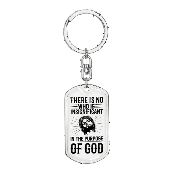In The Purpose Of God Stainless Steel or 18k Gold Premium Swivel Dog Tag Keychain