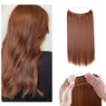 thumbnail image 1 of S-noilite 20" No Clip In Hairpiece Invisible Halo Hair Extension One Piece Straight Wire Hair Extension Hidden Secret String Full Head Fish Line Hair Extension Synthetic(brown red), 1 of 3