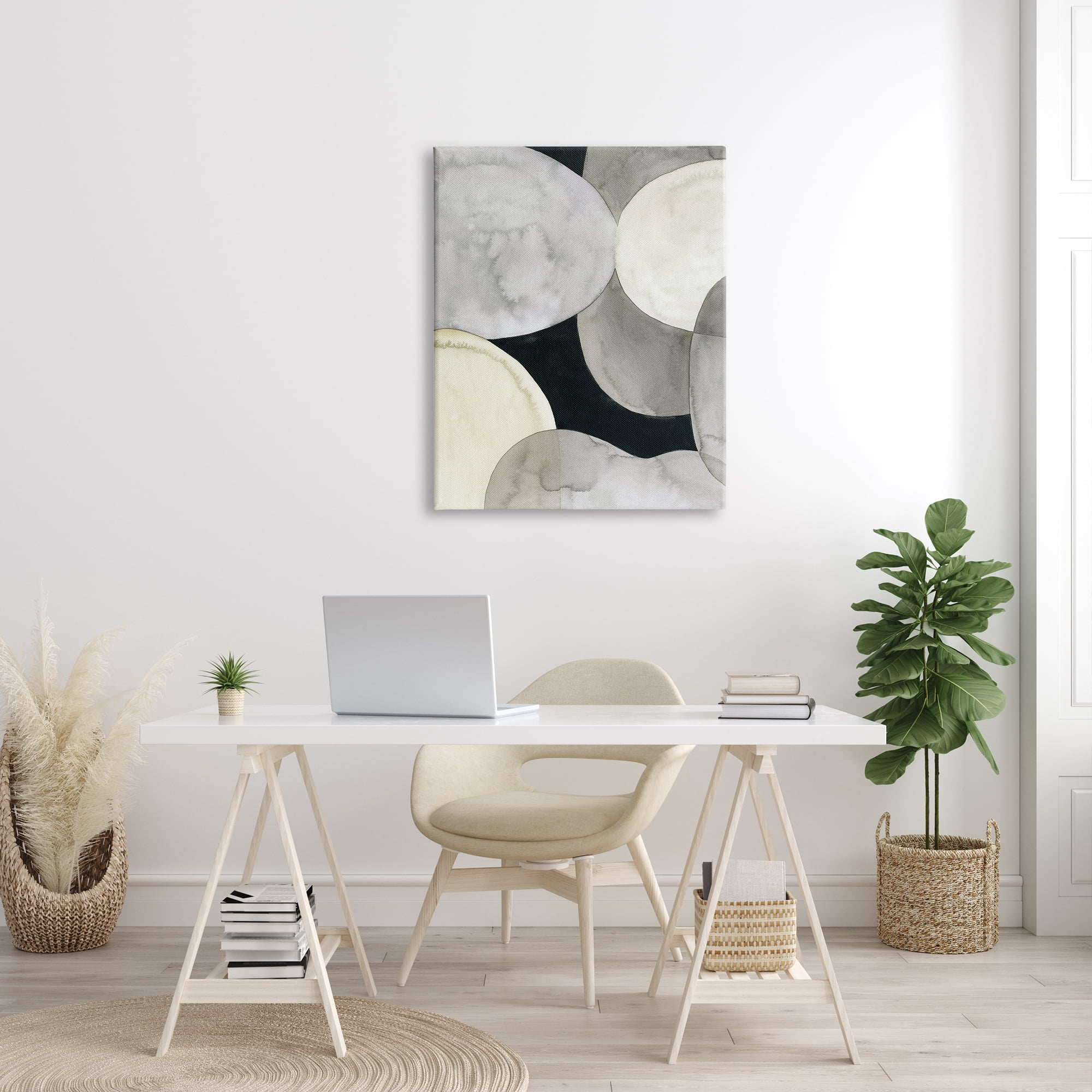 Stupell Industries Collage of Circular Shapes Opaque Layered Arrangement Abstract Painting Gallery Wrapped Canvas Print Wall Art, 30 x 40