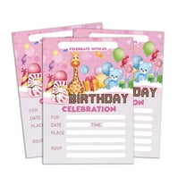 Darling Souvenir Pink Birthday Invitation Card 28 Pcs Fill or Write In Blank Invites Printable Party Supplies 5 x 7 Inches