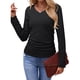 thumbnail image 1 of Tops Casuales para Mujer, Cuello en V, Camisas de Larga, Túnicas Básicas con Frunces Lisos, Blusas Negro L, 1 of 7