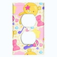 thumbnail image 2 of Metal Light Switch Wall Plate Outlet Cover (Yellow Teddy Bear Karaoke Hearts Music Bow - Single Duplex), 2 of 2