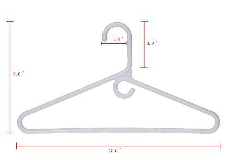 Super Deal 100 Pack White Plastic Hangers with Double Hooks Standard Thick Clothes Hangers for Closet Coat Shirts Pants Dresses Heavy Duty