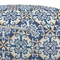 thumbnail image 3 of Moroccan Pouf Cover with Zipper, Azulejo Ceramic Pattern with Rectangle Shapes with Diagonal Square Design, Soft Decorative Fabric Unstuffed Case, 30" W X 17.3" L, Blue Cream Marigold, by Ambesonne, 3 of 5