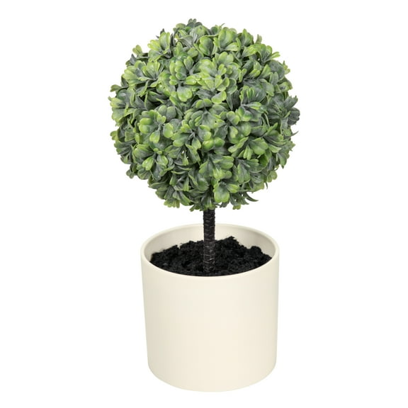 Mainstays 10" Artificial Boxwood Plant in Cream Pot