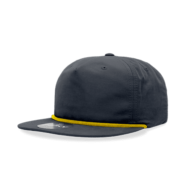 5 Panel High Profile Relaxed Cotton Blend Rope Hat, Navy/Gold