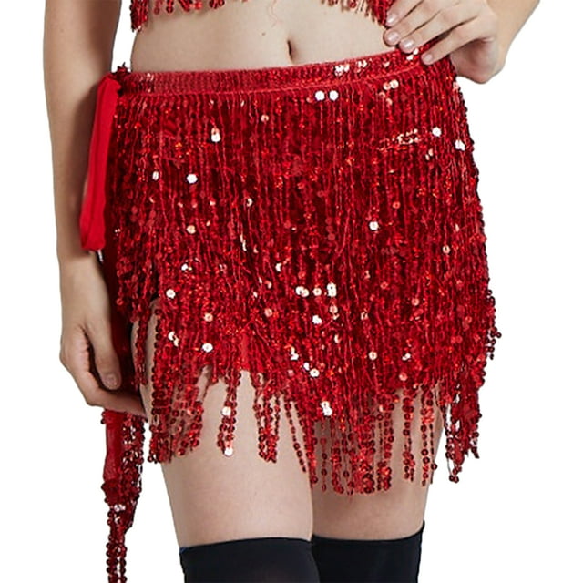 Traje de danza del vientre Bewildely Gasa Rojo