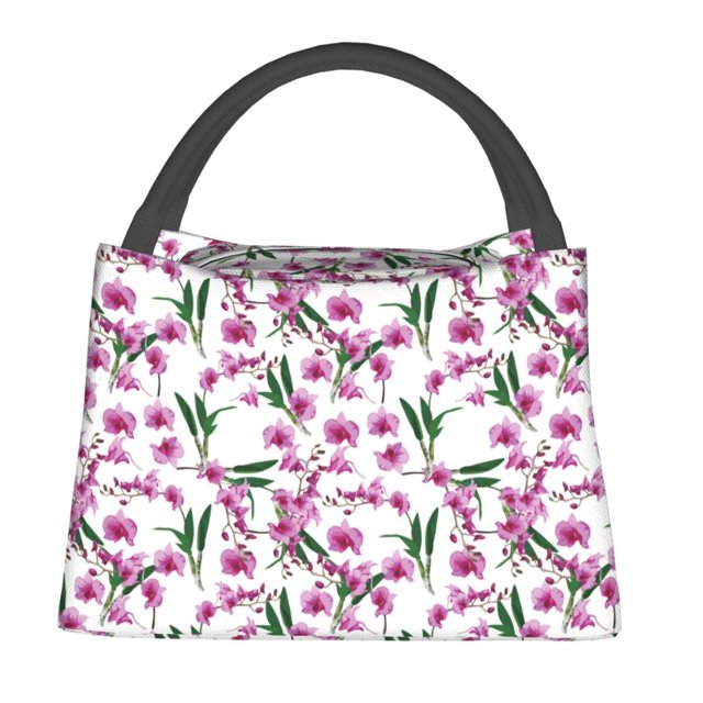 Fotbe Orchids Flowers Bolsa Térmica Portátil con Estampado, Bolsa de Entrega de Alimentos Aislada, Bolsa Reutilizable de Gran Capacidad para Comidas y Supermercado