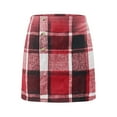 thumbnail image 5 of Tnhcen Women's Plaid Mini Skirt Elastic Waist Button Detail Pocket Design Wool Blend 50%Wool 50%Polyester Fall Winter Casual A - Line Skirt for Women Size S - 2XL, 5 of 9