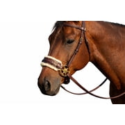 Horse Western Fleece Padded Brown Leather Brass Cheeks Adjustable Hackamore 35H46
