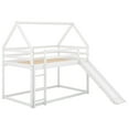 thumbnail image 6 of Aukfa Low Bunk Bed, Twin-Over-Twin House Bed Frame for Kids with Slide - White, 6 of 8