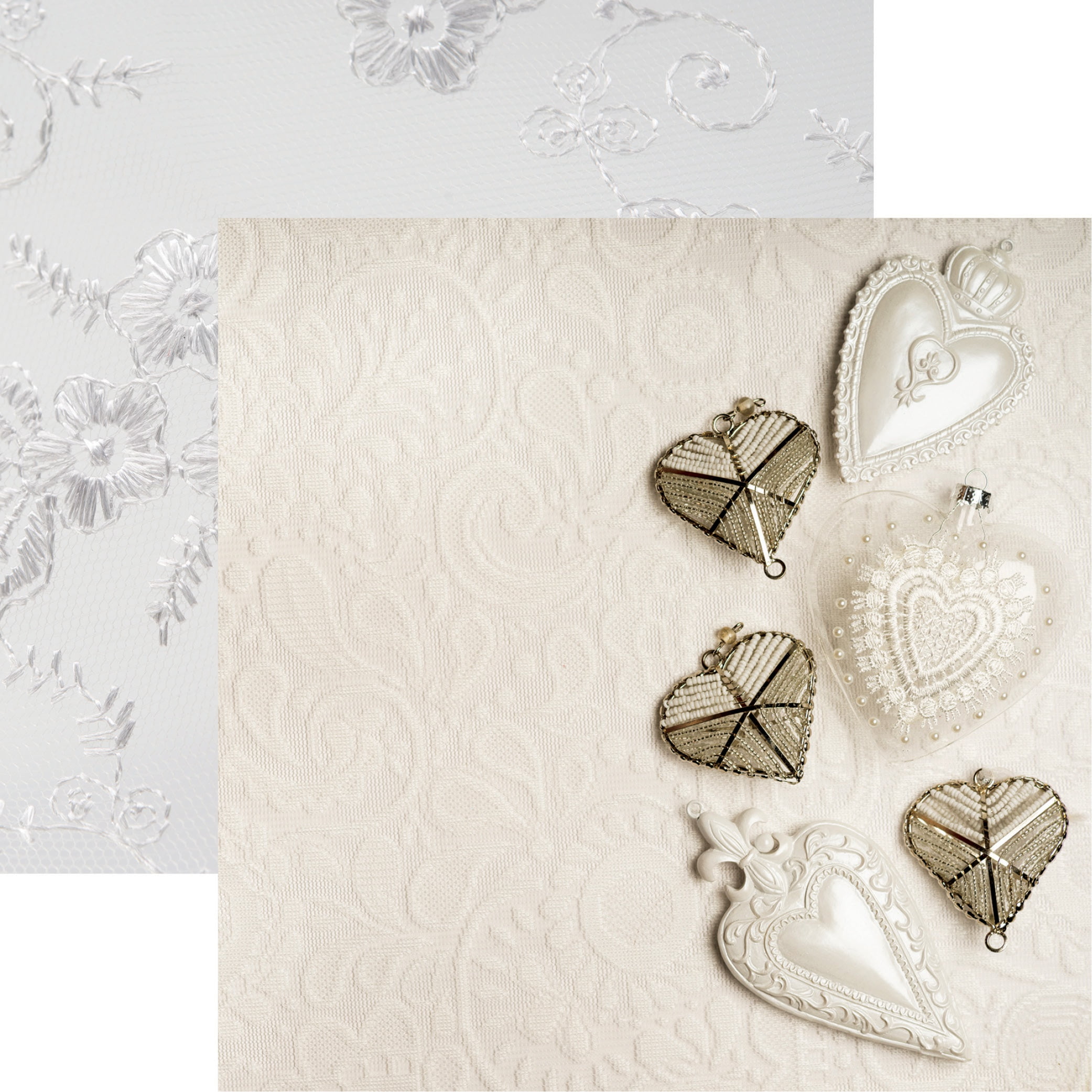 Vintage Lace DoubleSided Cardstock 12"X12"Lace & Hearts