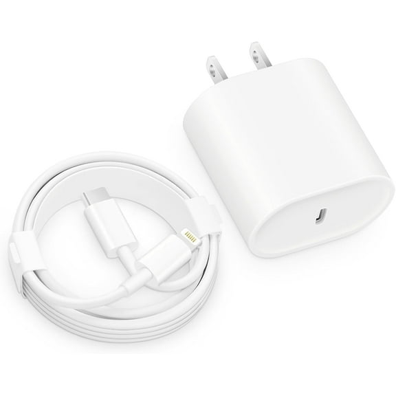 IPhone 14 Charger, 1 Pack PD 20W Adapter Wall Fast Charger Compatible with 6ft White USB C, New 1 Count