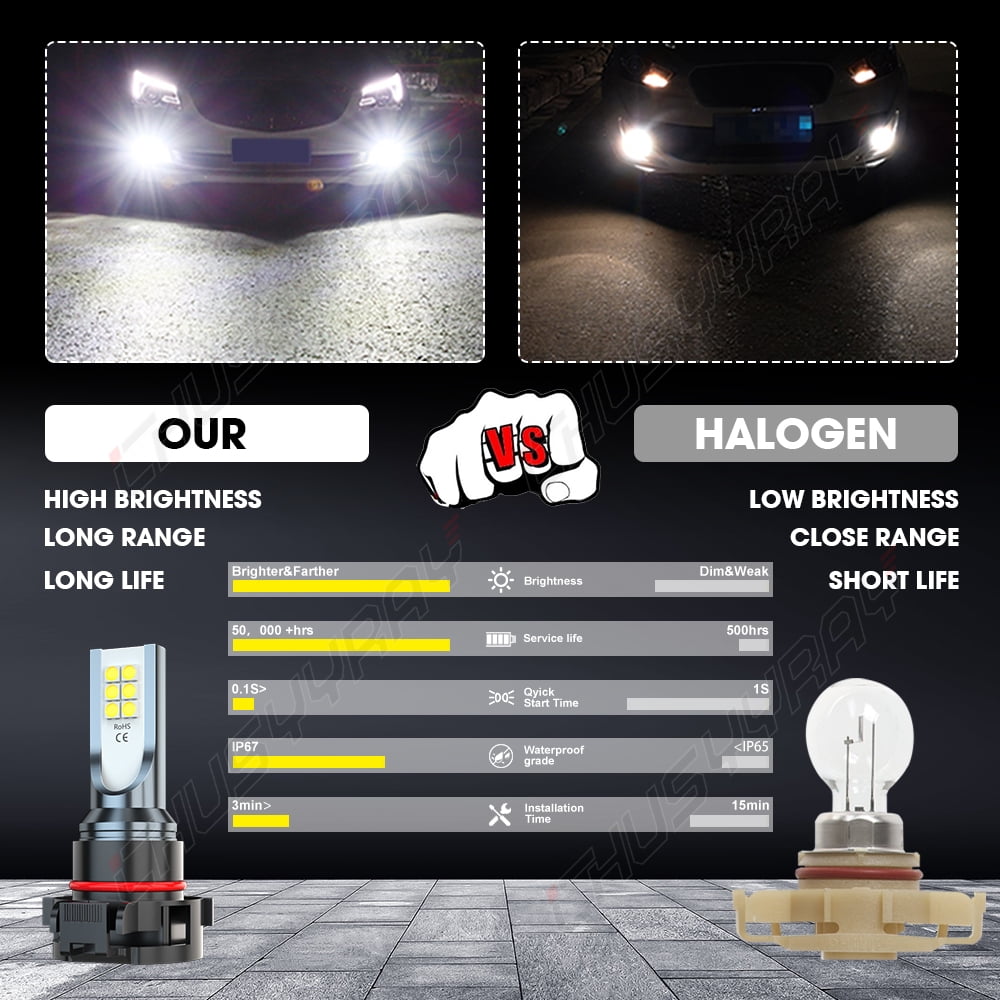 For Jeep Gladiator 2020-2023 4Pcs LED Headlight High Low Beam + Fog Light Bulbs Kit 6000K White