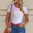 thumbnail image 6 of Vsdgher Rainbow Prinr Short Sleeve Body suit for Womens, Sexy Onesie One Piece Round Neck Bodysuit Shapewear Tummy Control-Small, 6 of 7