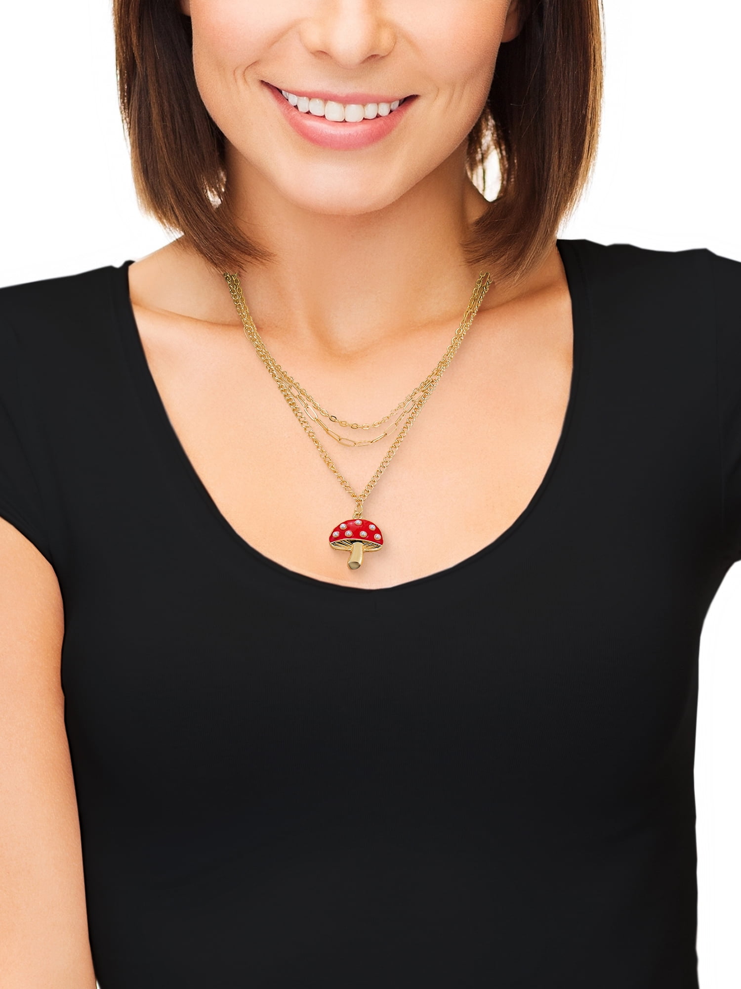 No Boundaries Necklace Trio with Mushroom Pendant, 3 Pieces