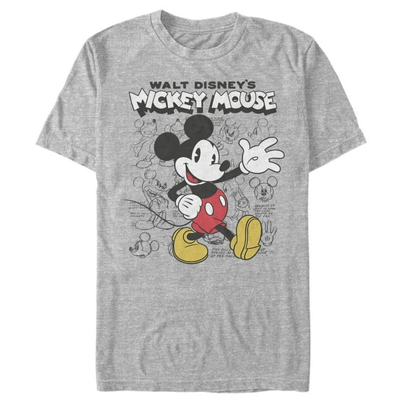 Men's Mickey & Friends Retro Sketchbook Graphic Tee Athletic Heather Large