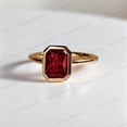 thumbnail image 3 of STERLING MINIMALIST 8X6MM Radiant Cut Red Ruby Ring, Solitaire Bezel Set Bridal Ring, Minimalist Statement Jewelry, July Birthstone Gemstone, 3 of 8