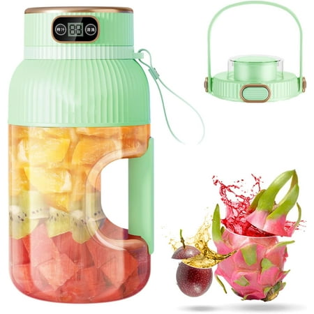 

Yulyoie Multifunctional Portable Juicer Cup with Digital Display Portable Smoothie Blender on The Go Bueaew Juicer Cup Copenrain Blender Cup USB Rechargeable (Green Single Cup with Double Lid)