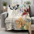 thumbnail image 2 of Retro Flowers Blossom Blanket Soft Cozy Warm Throw Blanket for Couch, Plush Fuzzy Flannel Fleece Blankets for Sofa, Spring Summer Butterfly Botanical Bed Blankets Lightweight Gifts for Women, 50"x60", 2 of 9
