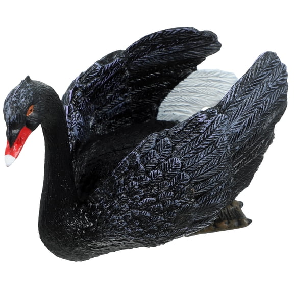 ADDHAT Black Plastic Swan Figurine Realistic Garden Sculpture Indoor Outdoor Decoration