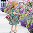thumbnail image 5 of FORMRS Girls Short Sleeve Dress Summer Casual Round Neck A-line Beach Sundress, Sizes 2T-8T, Green Tropical Pattern, 5 of 8