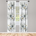 thumbnail image 2 of Ambesonne Floral Curtains, Minimal Farmhouse Cozy Plaid, Pair of 28"x84", Sage Green Blue Yellow, 2 of 2