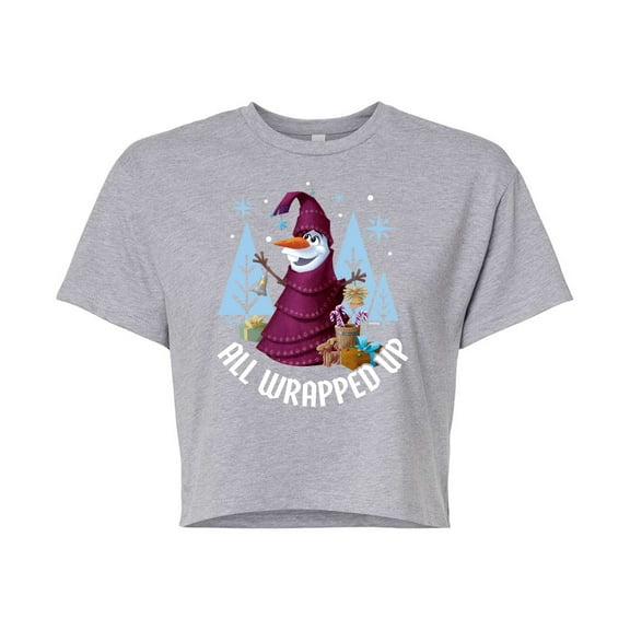 Frozen 2 - All Wrapped Up  - Juniors Cropped Cotton Blend T-Shirt