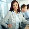 thumbnail image 3 of 100 Pack - Badge Holder Horizontal or Vertical - Clear Transparent Plastic 2.25 X 3.5 Inch Card Protector - Flexible Vinyl Name Tag Holders for Office, Nurse, Employee Access Cards - Specialist ID, 3 of 5