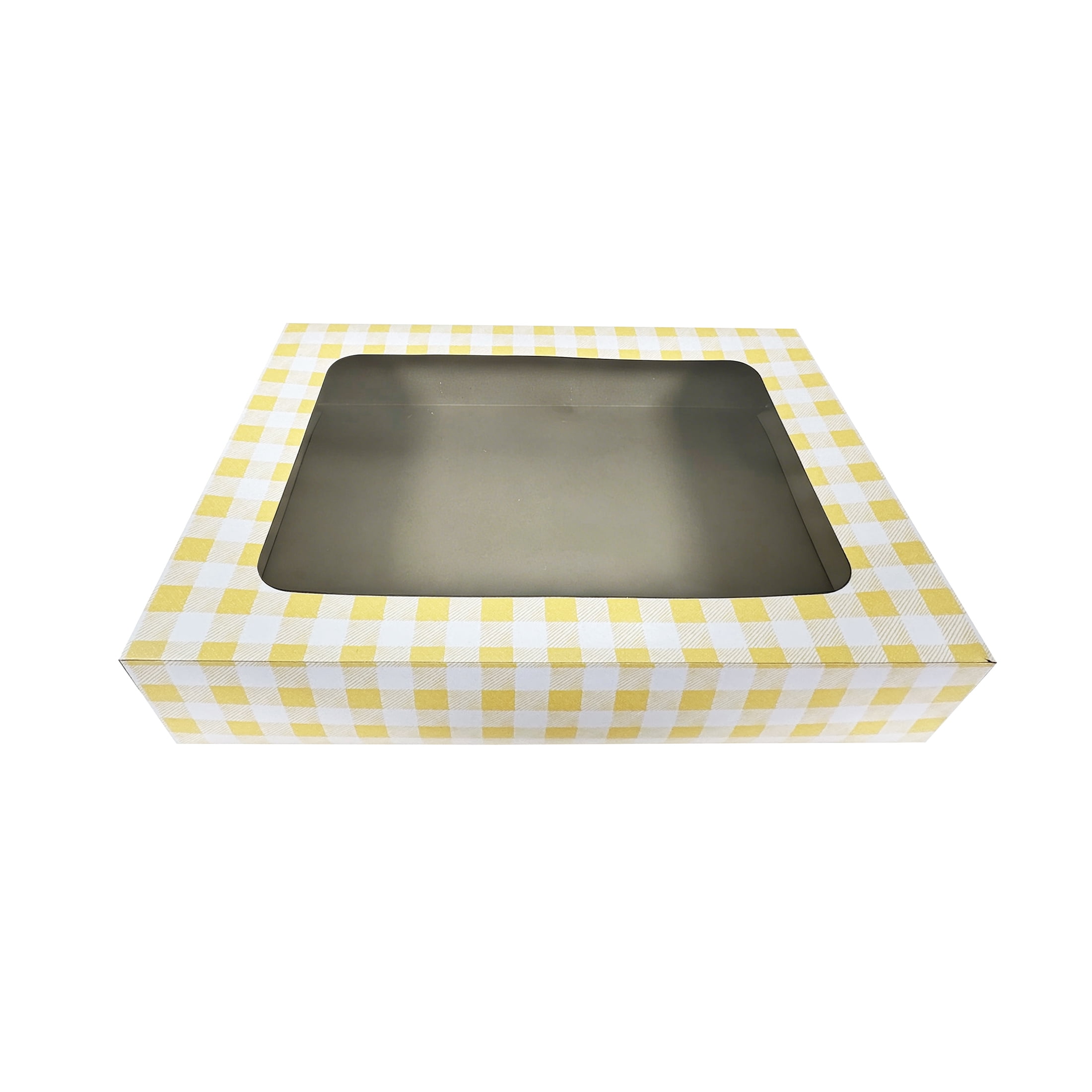 Way To Celebrate 19" x 14" x 4" Yellow Plaid Cake Box with Window (1 Piece)