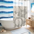 thumbnail image 5 of No Hook Shower Curtain, Grey Starfish Coastal Shower Curtains for Bathroom with See Through Top Window, Shell Coral Summer Beach Nautical Ocean Waterproof Bath Curtain Stand Up Stall 36"x72", 5 of 9