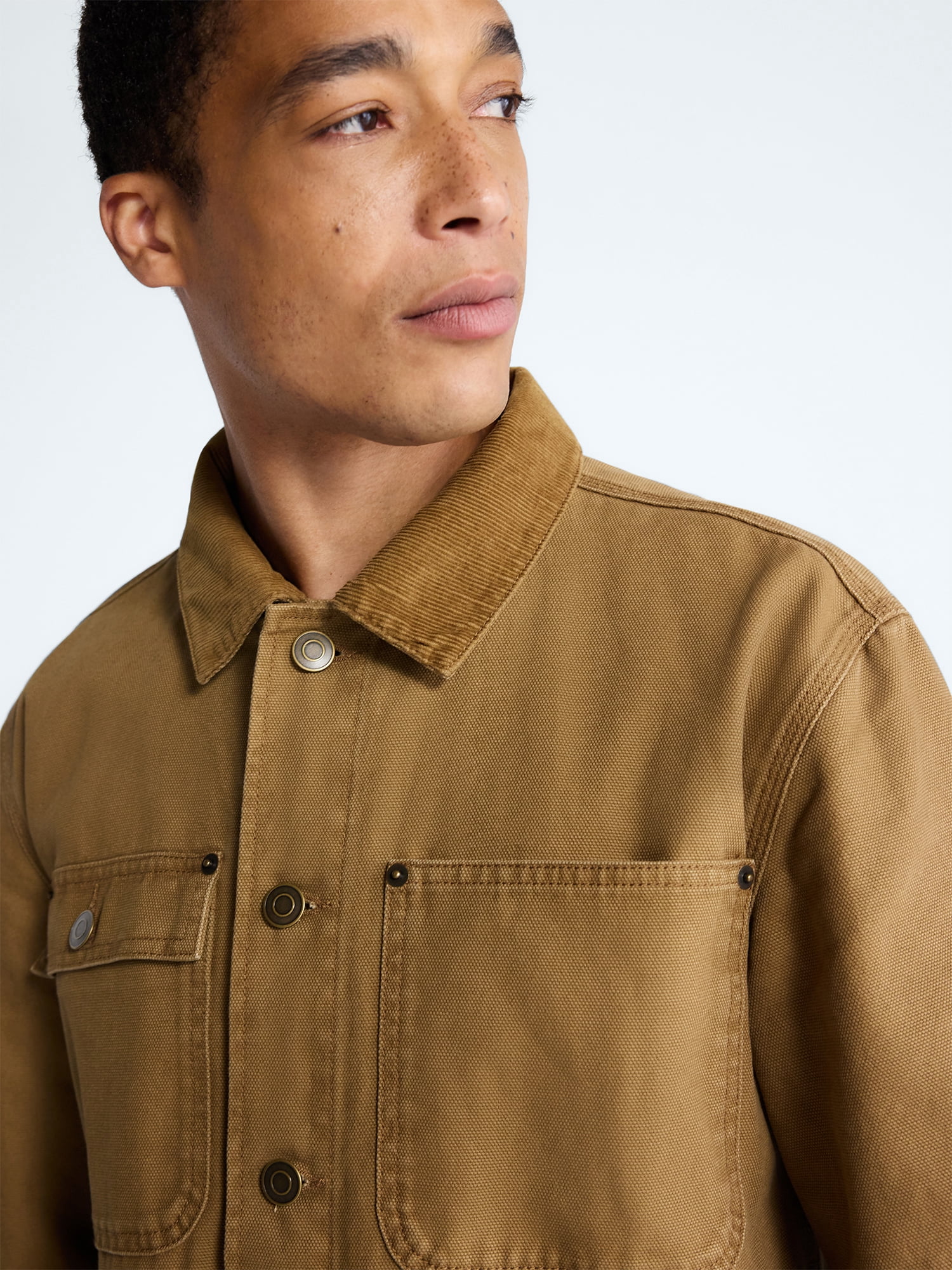 Free Assembly Men's Cotton Ranch Jacket with Long Sleeves, Sizes XS-3XL