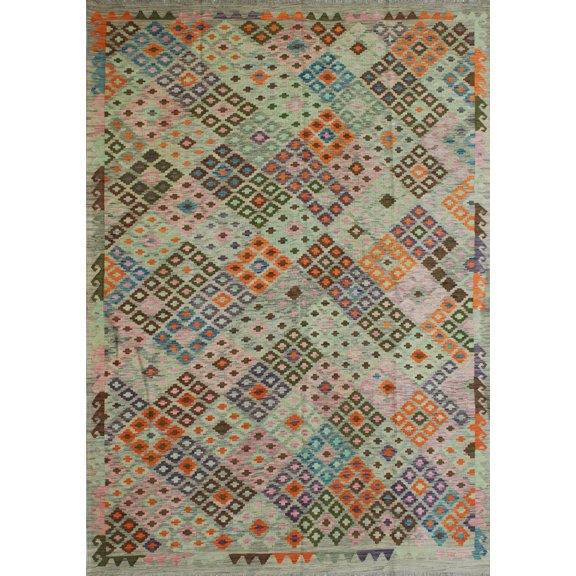 Sangat Ansel Grey/Orange Rug, 6'11" x 9'7"