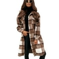 thumbnail image 1 of Women Casual Plaid Coat Button-down Color Block Outerwear Shirt Jacket Shackets with Pockets, 1 of 6