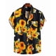 thumbnail image 1 of ALSLIAO - Camiseta hawaiana retro de girasoles para hombre, manga corta, informal, holgada, color negro, talla XL, 1 of 8