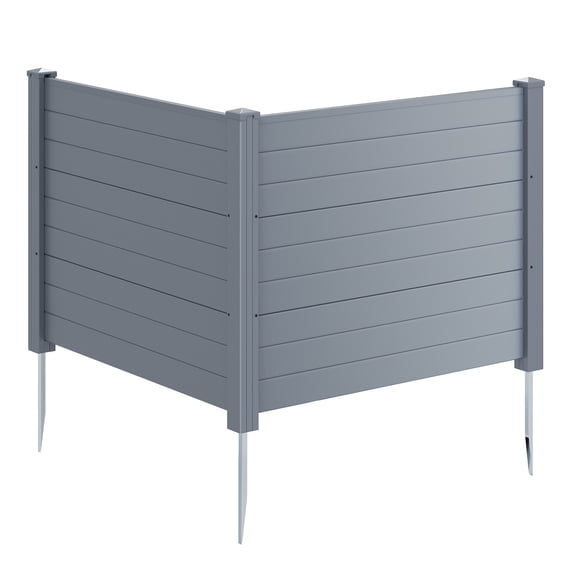 Gymax 48'' x 38'' Air Conditioner Fence 2 Panels w/Metal Ground Stakes No Dig Trash Can