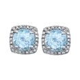 thumbnail image 2 of 925 Sterling Silver Round 6mm Sky Blue Topaz Polished .015 Dwt Diamond Earrings Stud Earring for Women, 2 of 2