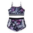 thumbnail image 3 of RUNQHUI Girls 2 Pcs Gym/Dance/Swim Outfits Camouflage Straps Crop Top with Bottoms Gymnastics Leotard Balck&Rose Red 6, 3 of 7